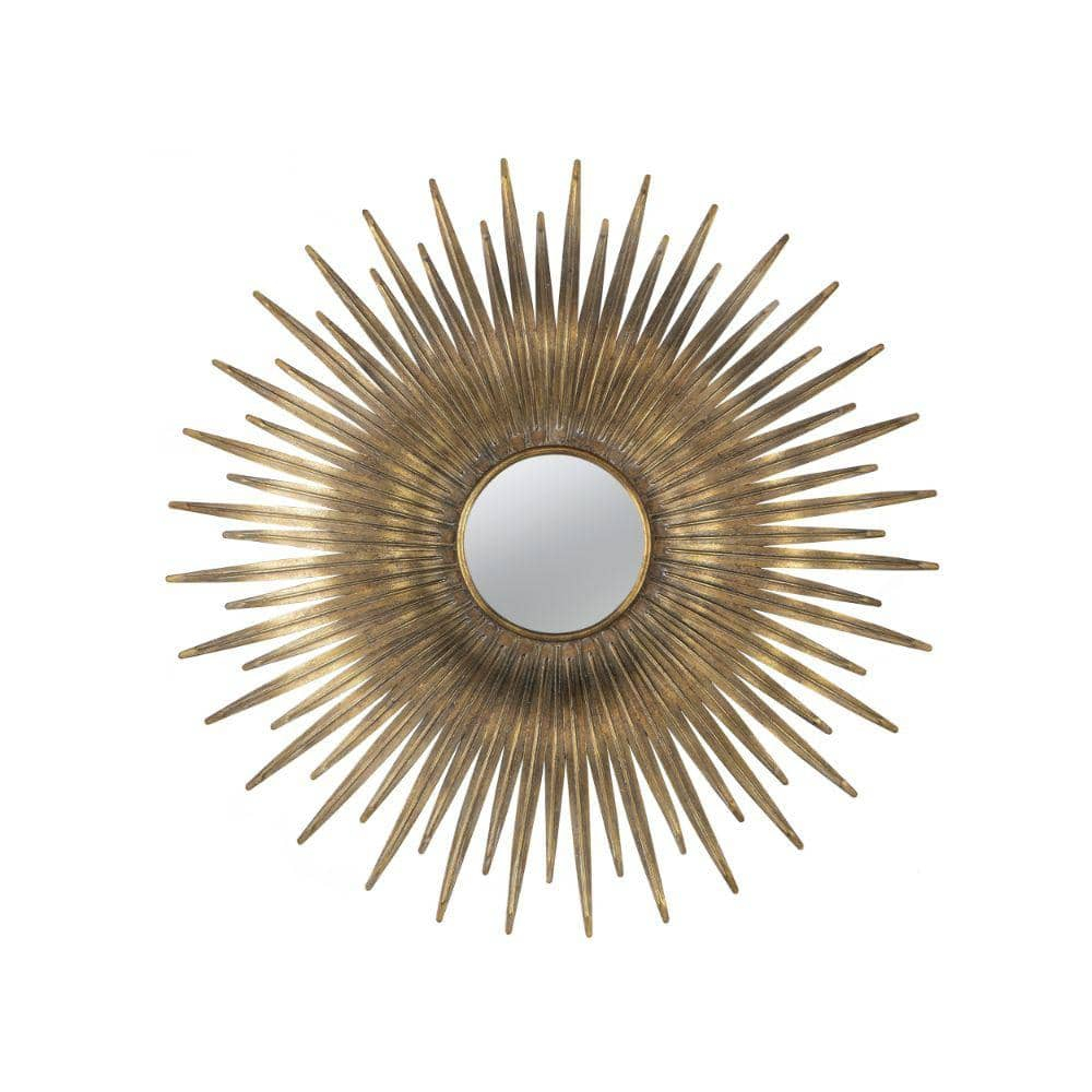 28 Inch Round Wall Mirror - Gold Sunburst Accent Mirror for Living Room Decor