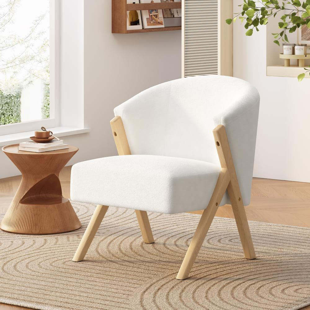 GDF Studio Innovative Modern Accent Chair with Curved Backrest, White