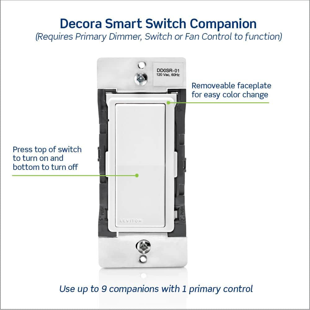 120VAC Decora Digital/Decora Smart Coordinating Switch Remote, 3-Way or up to 9 Additional Locations, Ivory DD0SR-1Z