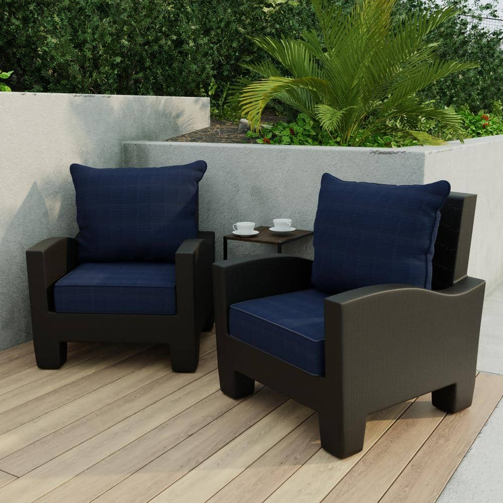 Jordan Manufacturing Sunbrella 46.5" x 24" Canvas Navy Solid Rectangular Outdoor Deep Seat Chair Cushion Set with Welt