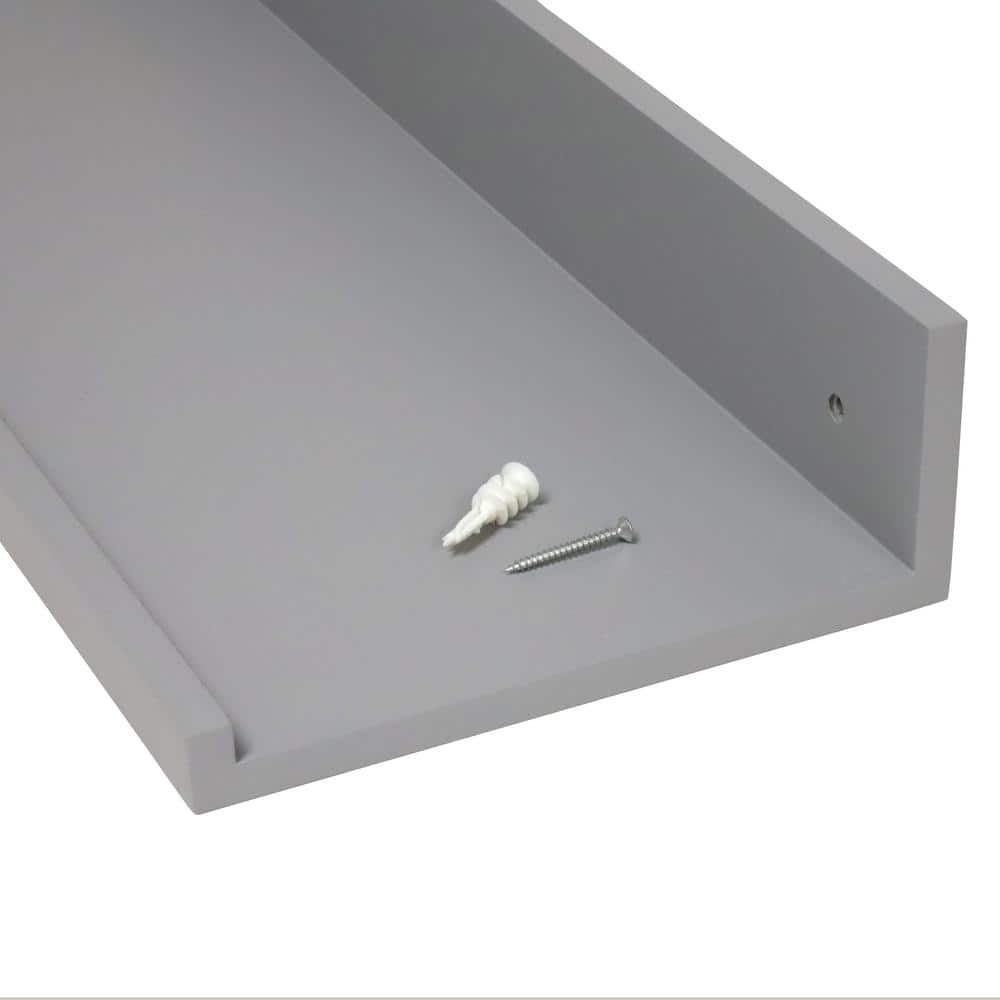 InPlace Shelving Bedroom Deep Picture Ledge Floating Shelf Wood Wall-Mounted Display, Grey