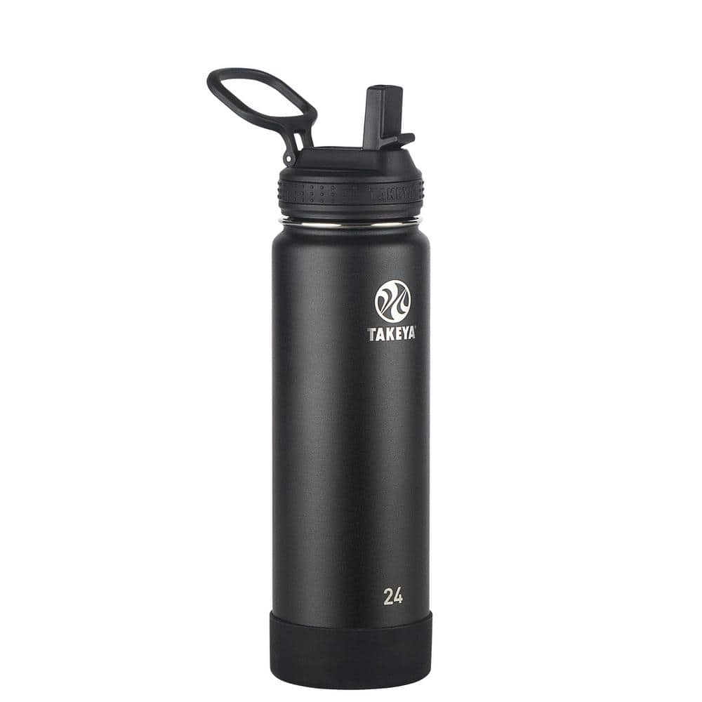 Takeya Actives Stainless Steel Water Bottle w/Straw lid, 24oz Onyx