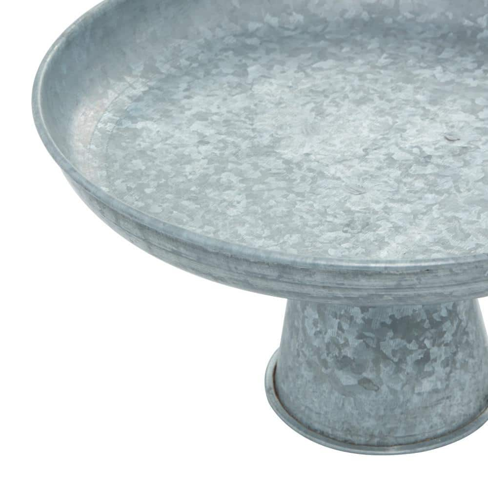 DecMode 12" x 7" Gray Metal Galvanized Decorative Stand, 1-Piece