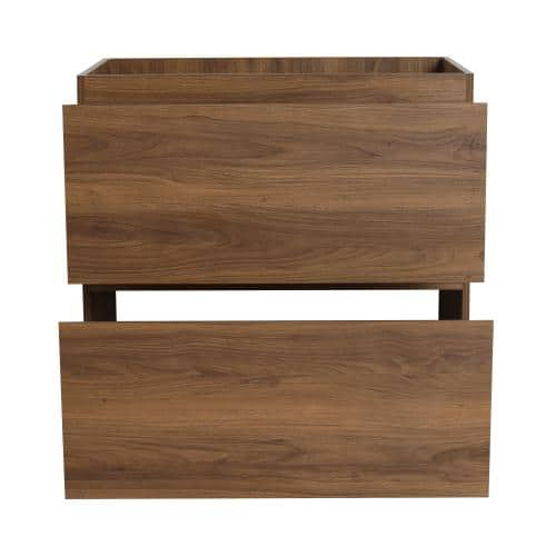30" Medium Brown MDF Freestanding Double Drawer Vanity Cabinet