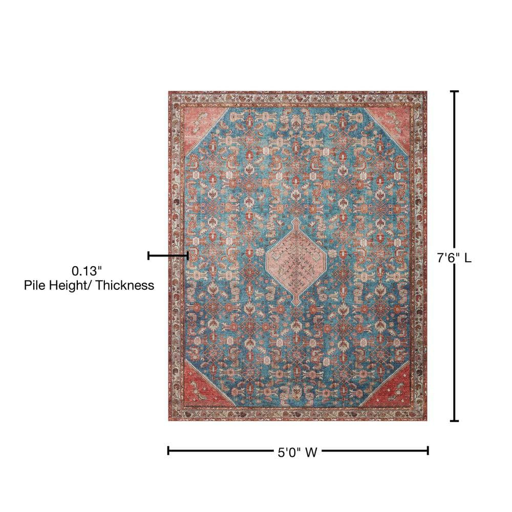 Loloi II Layla LAY-10 Printed Marine / Clay Oriental Area Rug 5'-0" x 7'-6"