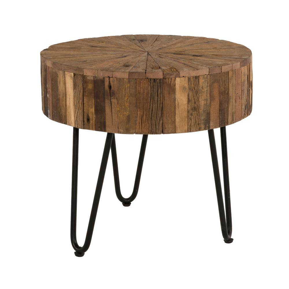 Primo International Tranquil 22 in. Round Reclaimed Wood End Table