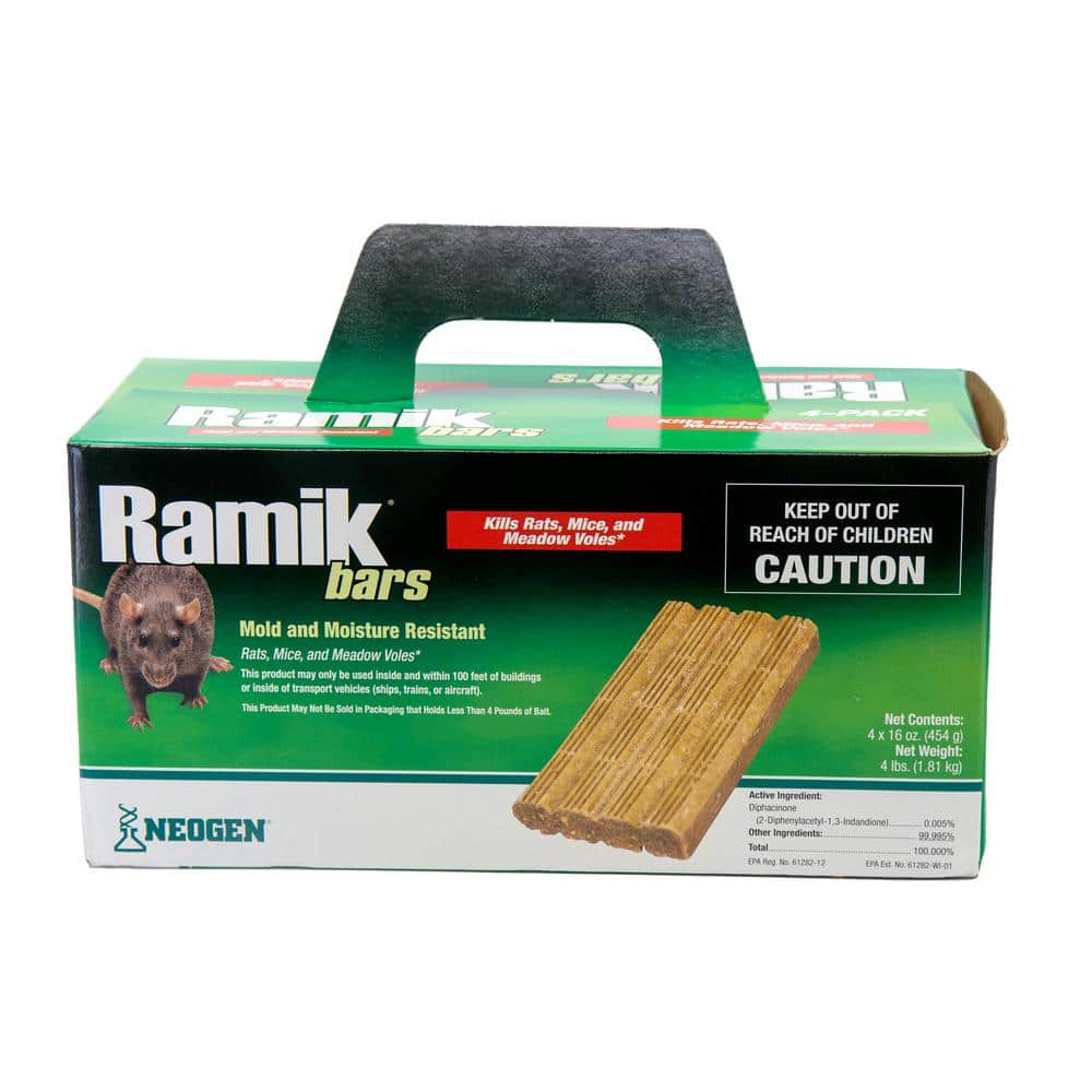 Neogen Ramik Fish Flavored Weather Resistant Rodenticide Bars, 4 x 16 oz Bars (4lb)