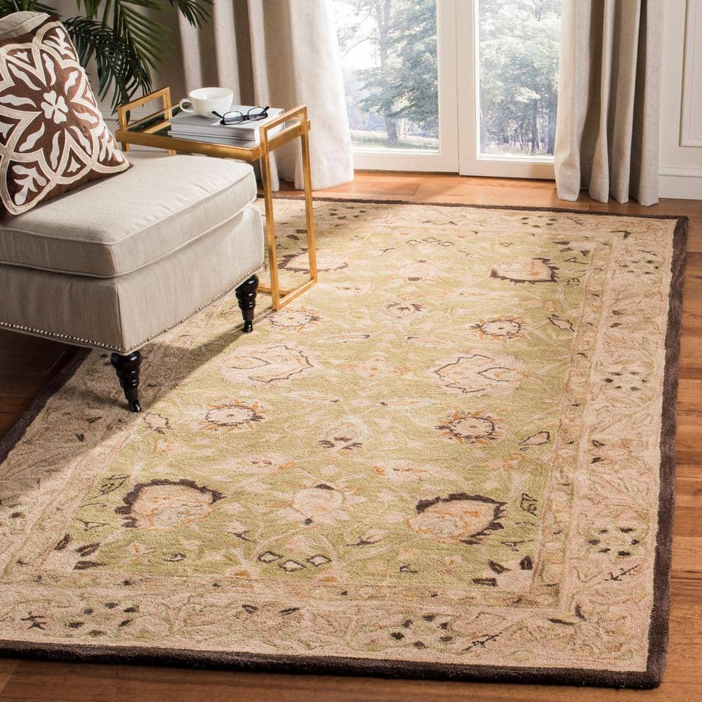 SAFAVIEH Anatolia Venice Traditional Wool Area Rug, Sage/Beige, 9' x 12'