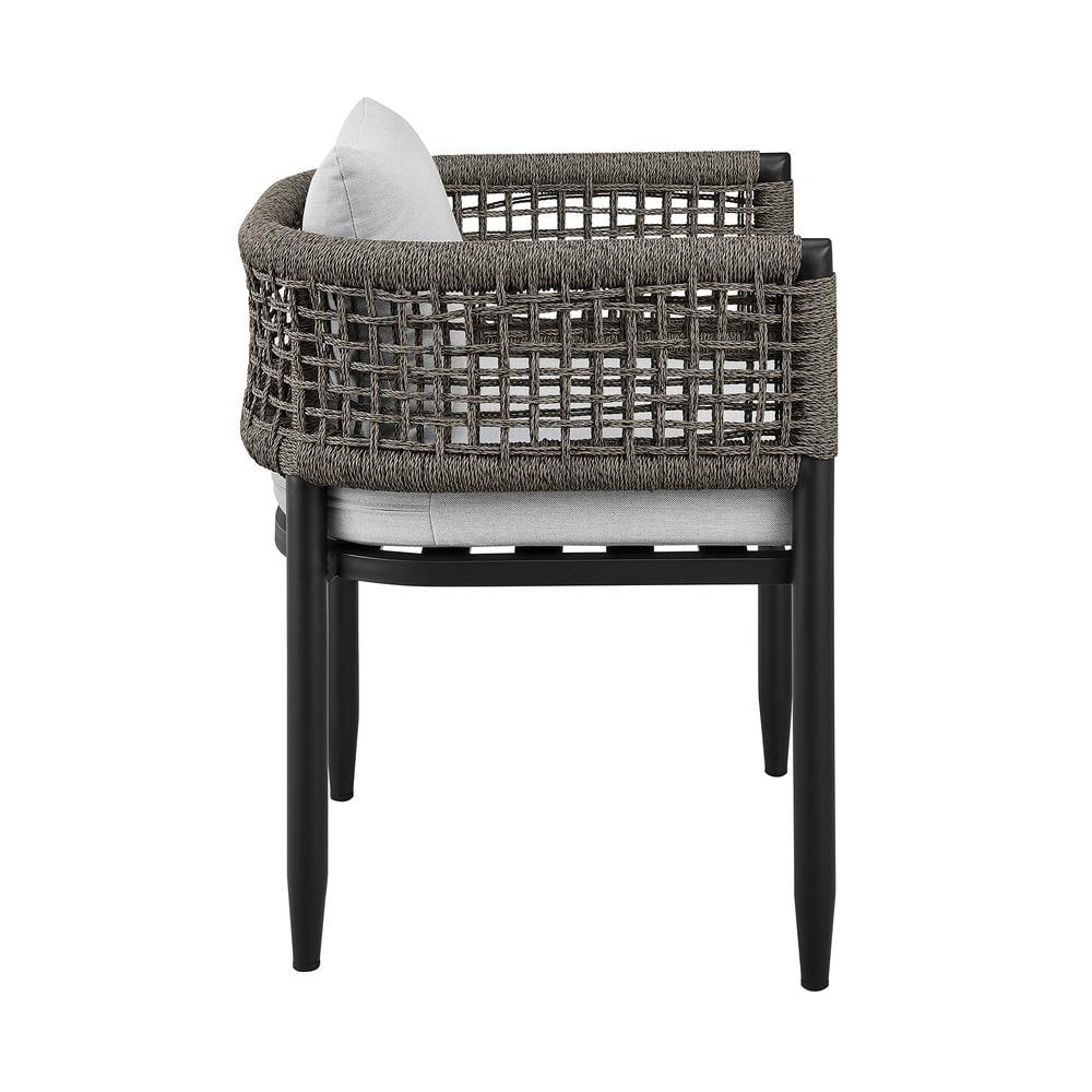Felicia Outdoor Patio 7-Piece Dining Table Set in Aluminum with Grey Rope and Cushions