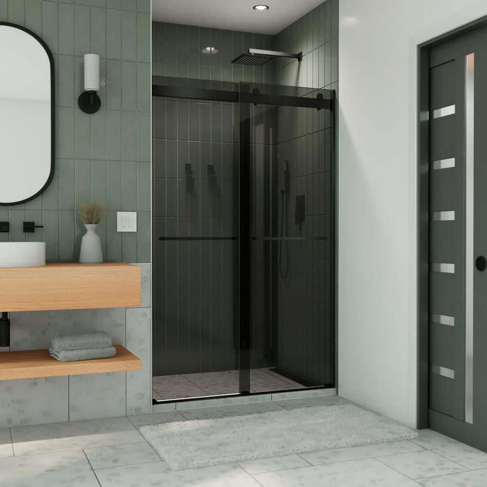 44" - 48" W 76" H Reversible Semi-Frameless Shower Door with ClearMax Technology