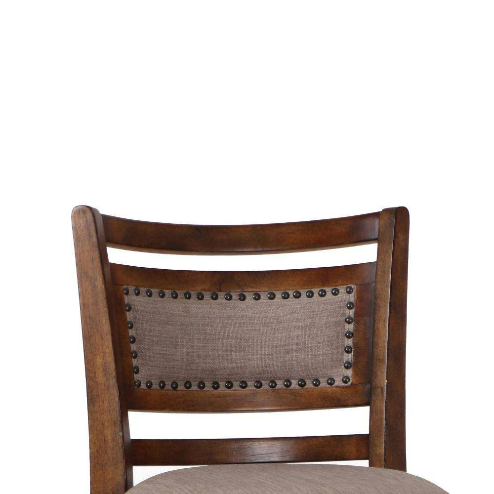 Curved Swivel Barstool with Fabric Padded Seating Brown and Beige - Saltoro Sherpi