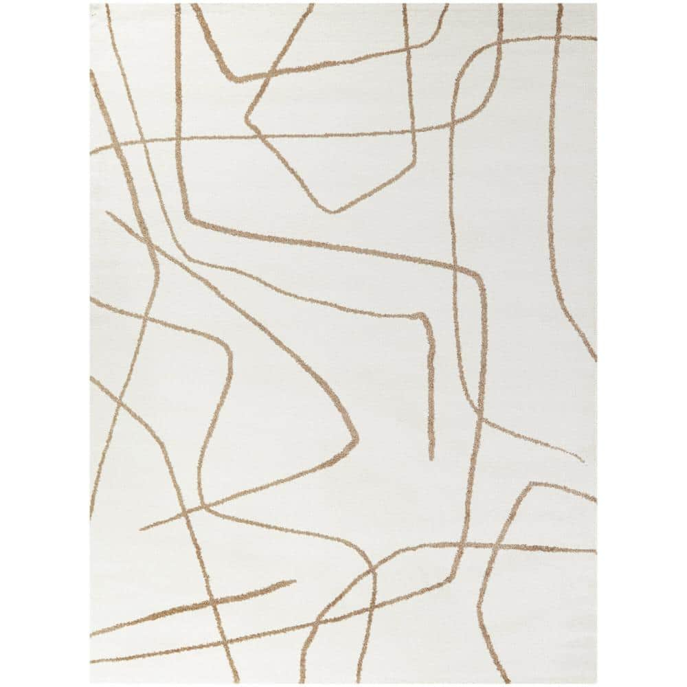 Descartes Abstract Modern Area Rug Rust 4'4" x 6' 4' x 6' Ivory