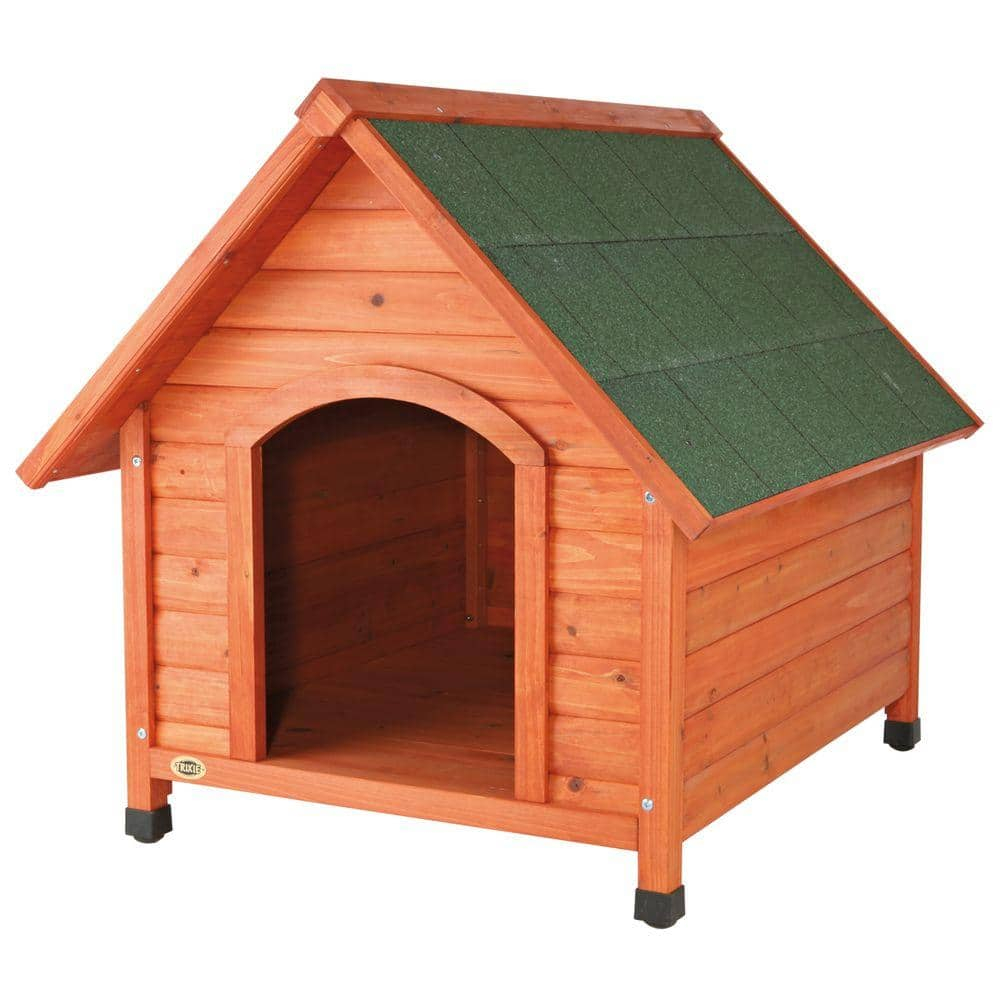TRIXIE Natura Cottage Dog House – Outside Dog House for Large Dogs with Weatherproof Sealer & Peaked Roof, Wooden Dog House with Adjustable Legs for Large Dogs – 40 x 33 x 34.5 in