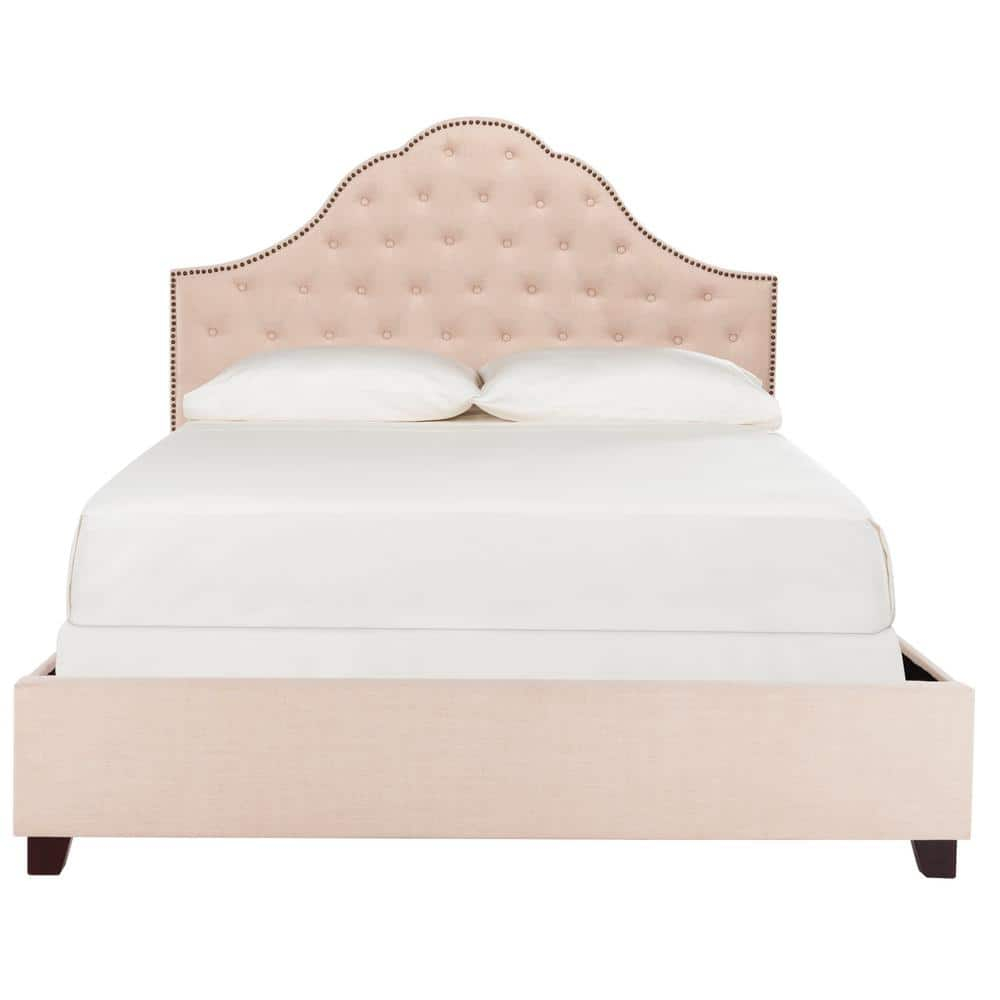SAFAVIEH Beckham Modern Glam Tufted Headboard with Nail Heads, Queen, Beige