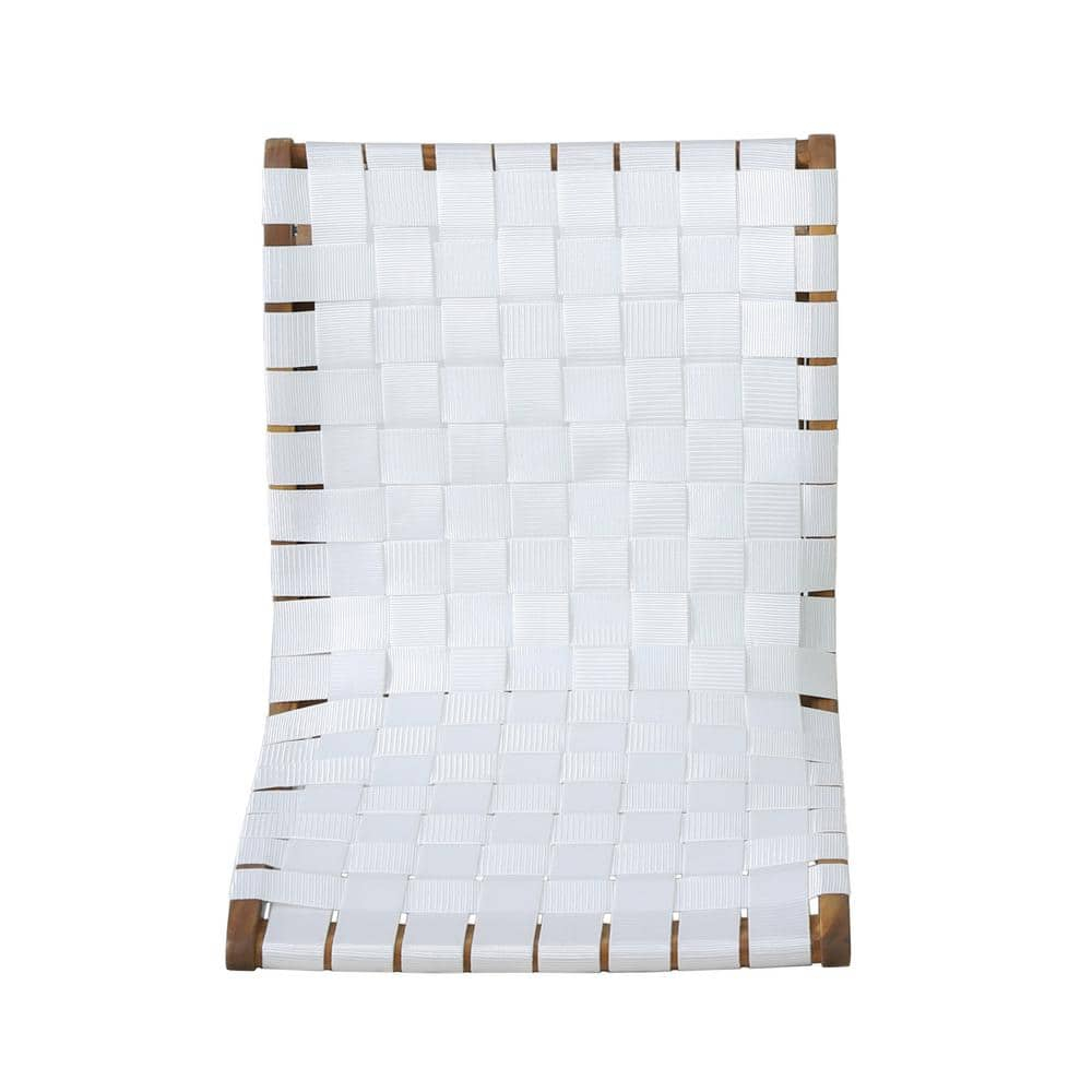 Morganton White and Teak Stationary Rope Weave Wood Outdoor Patio Lounge Chair (2-Pack)