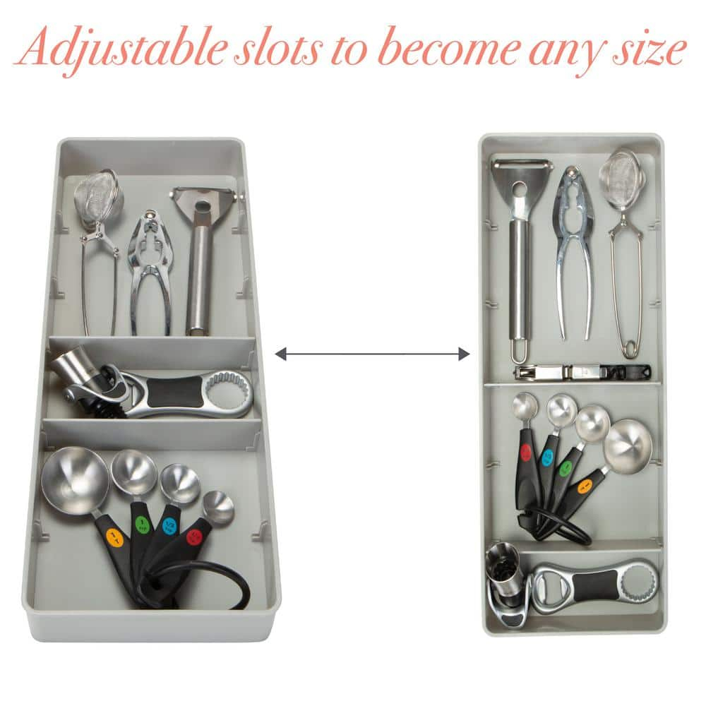Kitchen Details Adjustable Drawer Organizer in Grey