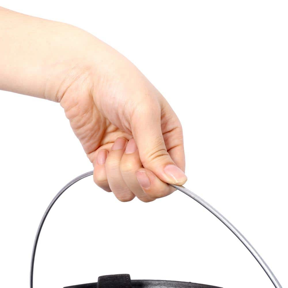 6 qt. Round Pre-Seasoned Cast Iron Dutch Oven in Black with Skillet Lid and Leg Base for Camping Fireplace Cooking BBQ