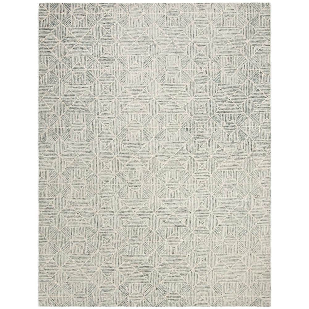 SAFAVIEH Abstract Brock Geometric Area Rug, Green/Ivory, 10' x 14'