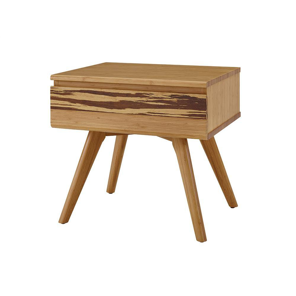 Azara Caramelized Bamboo Nightstand with Tiger Accents