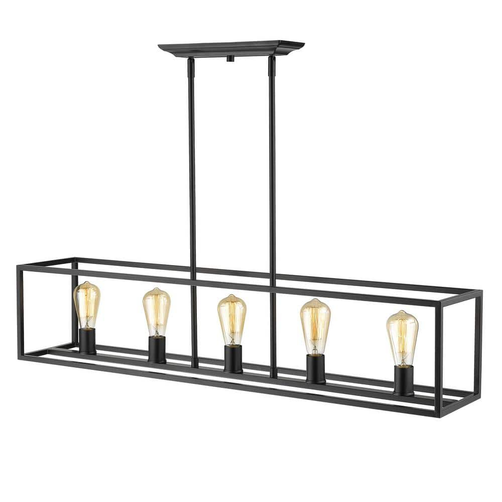 Golden Lighting Wesson 5-Light Linear Pendant in Matte Black
