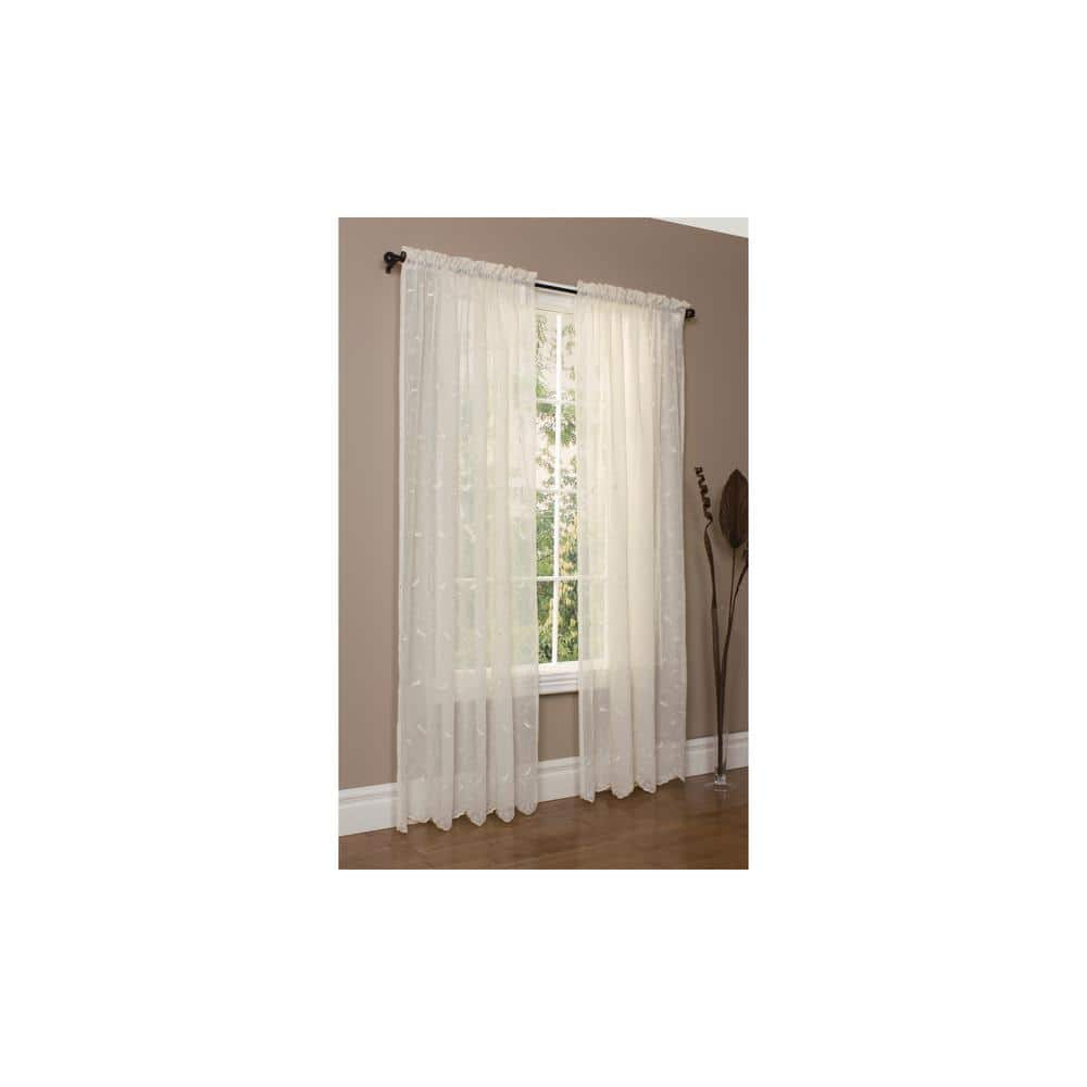 Habitat Hathaway Rod Pocket Curtain Panel Window Dressing 54 x 63 in Cream