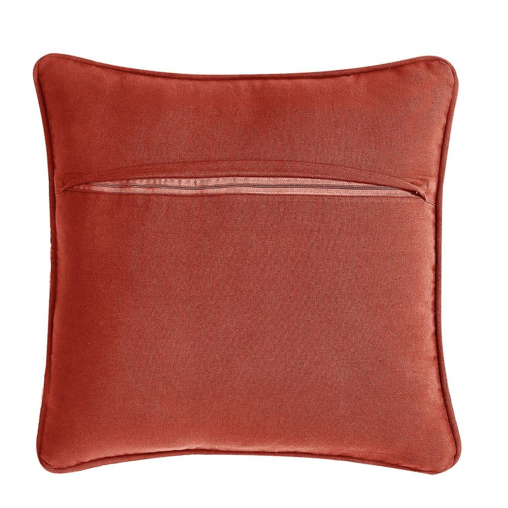 Rust and Beige Cotton Jute Square Throw Pillow with Insert