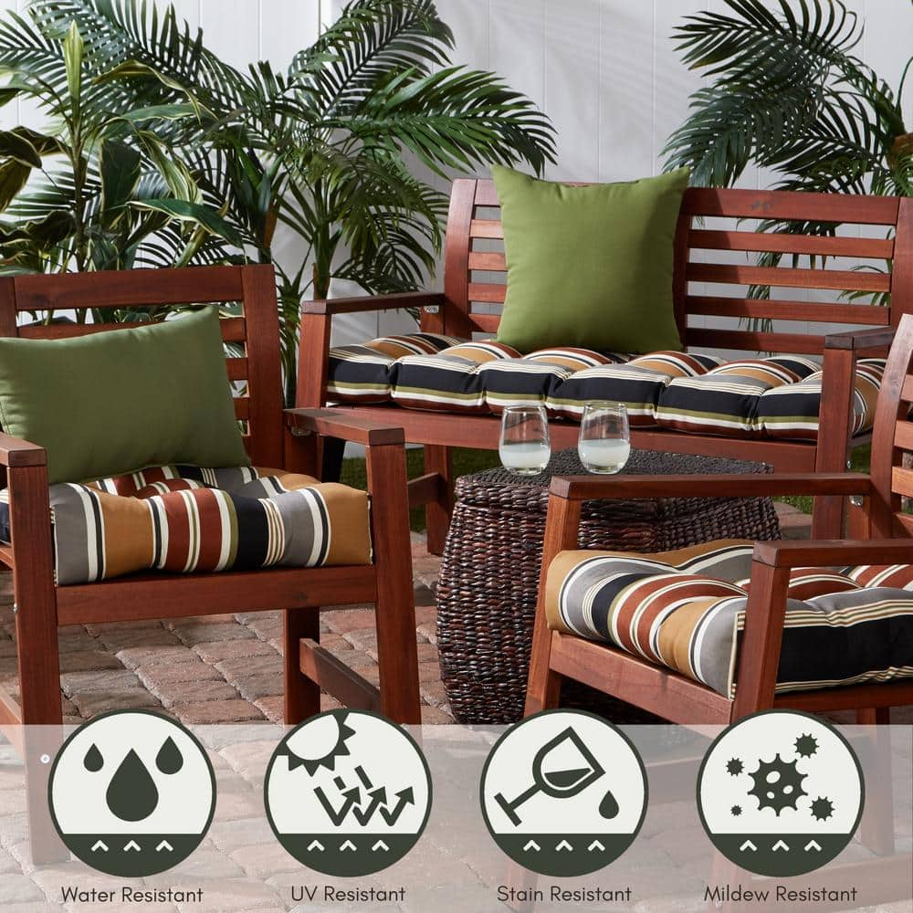 Greendale Home Fashions Brick Stripe 51 x 18 in. Outdoor Reversible Tufted Bench Cushion