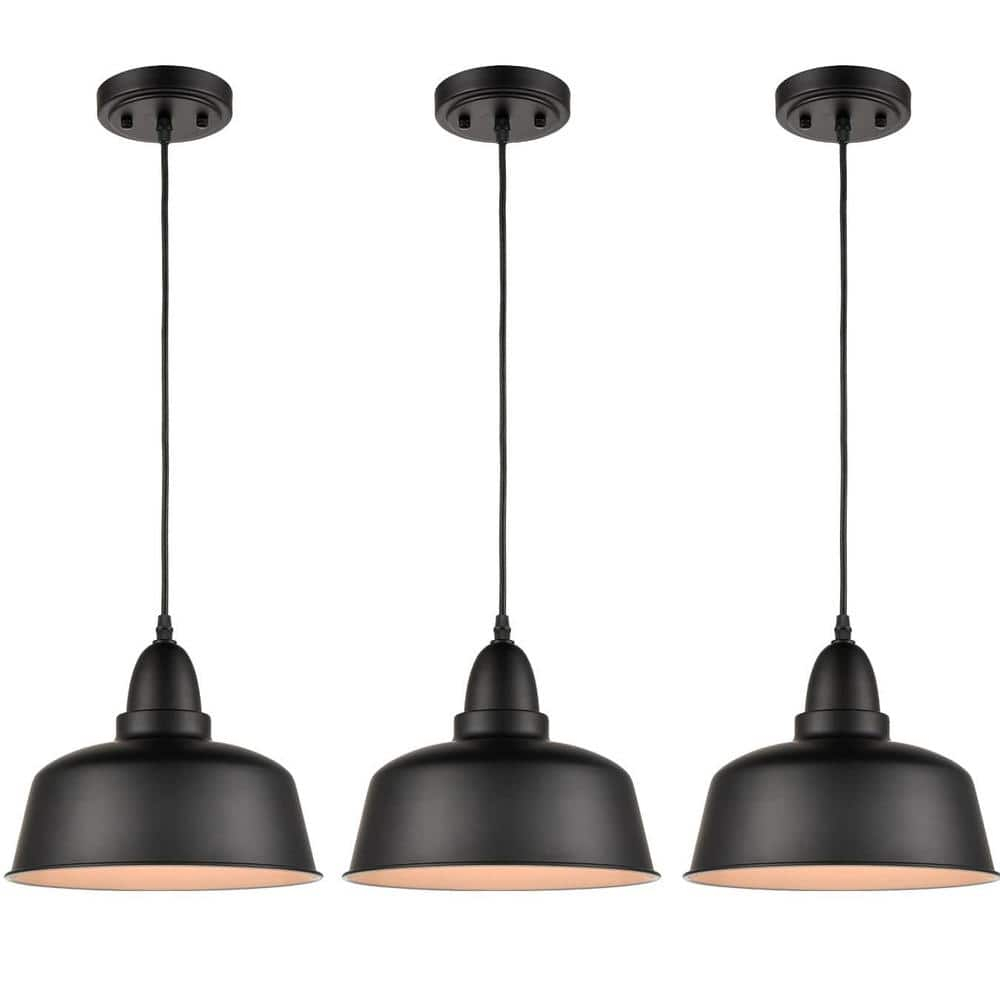 Matte Black Pendant Light 3 Pack Industrial Pendant
