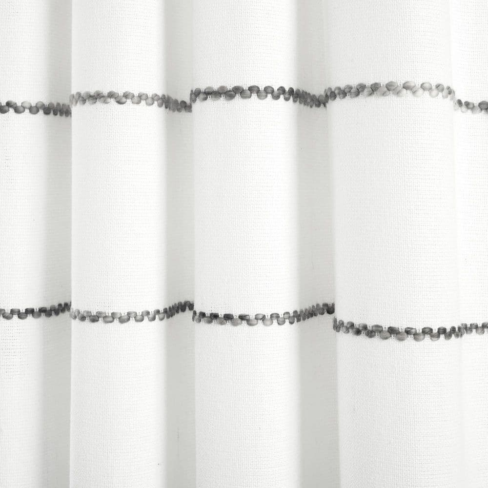 Home Boutique Farmhouse Boho Stripe Woven Tassel Yarn Dyed Cotton Window Curtain Panels Gray Ombre 42X84 Set