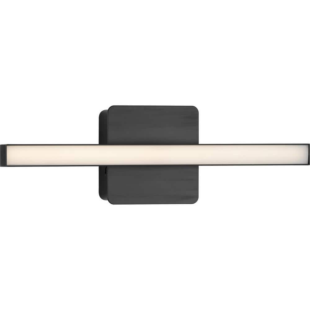 Progress Lighting Phase 4 1-Light LED Linear Vanity Light, Matte Black, Rectangular Acrylic Shade