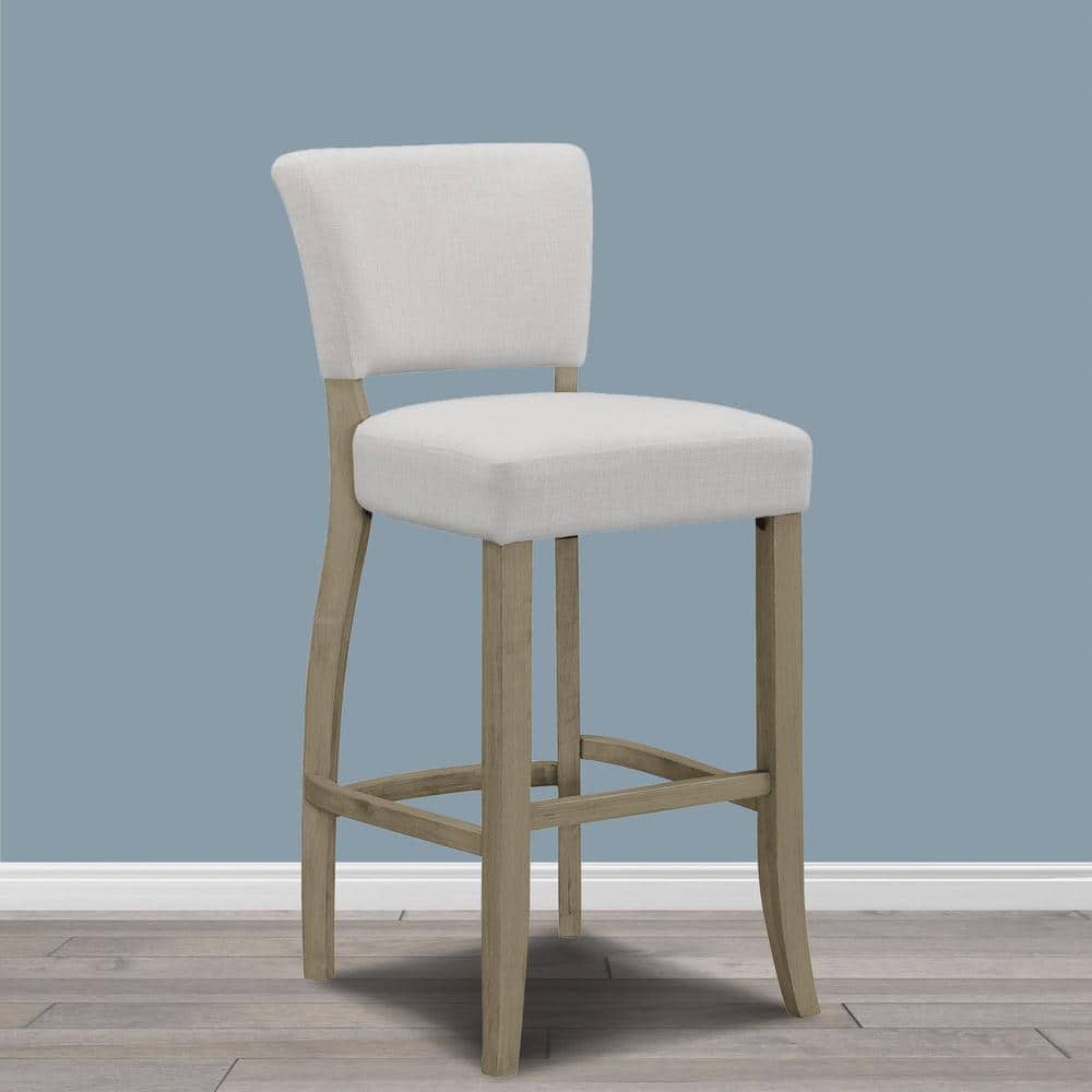 Glamour Home Aleck 29" Modern Fabric Bar Stools in Beige (Set of 2)