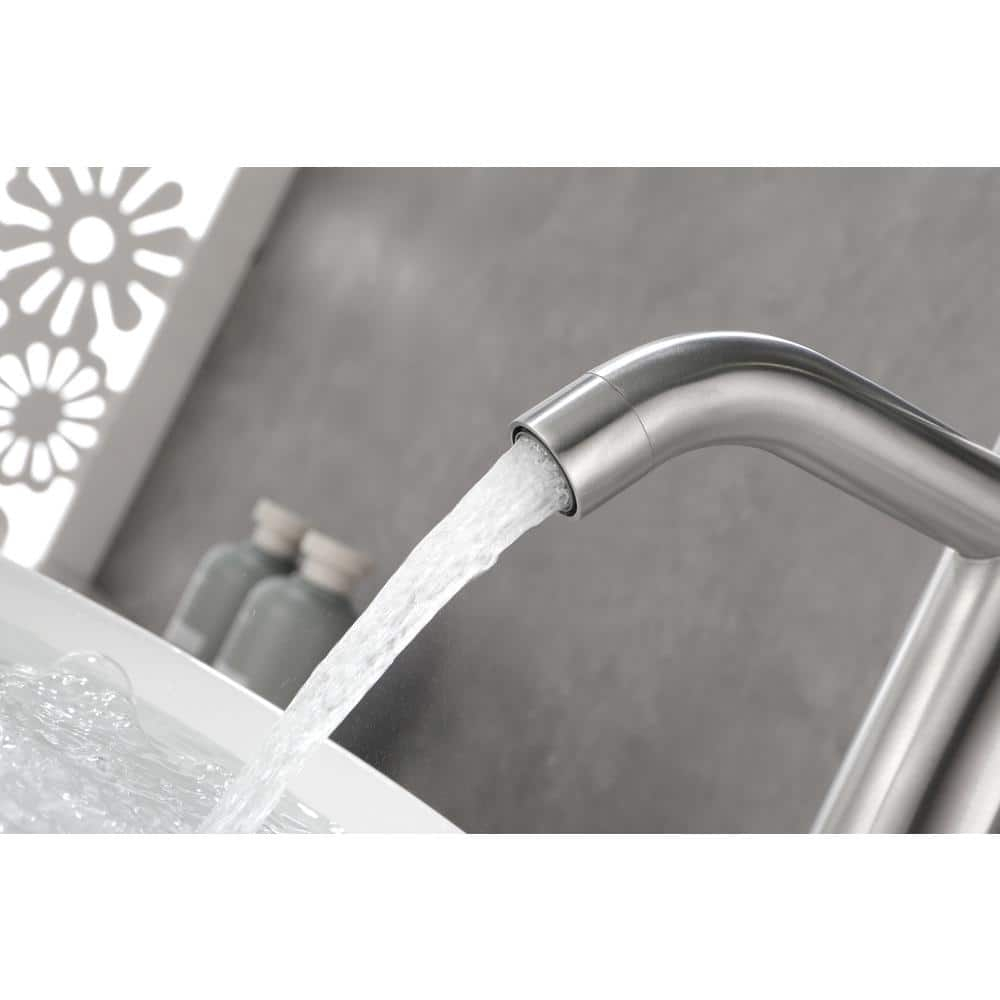 Bathroom Sink Vanity Faucet Single Handle Brushed Nickel Modern RV Faucet Deck Mount 1 Hole or 3 Holes