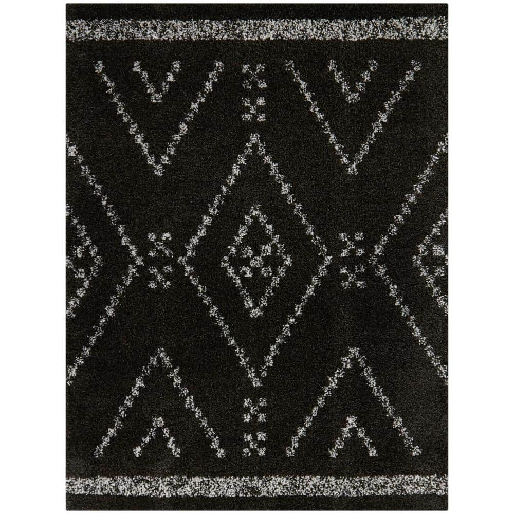 Balta Culver Southwestern Diamond Shag Area Rug Charcoal 5'3" x 7' 5' x 8' Blue, Cream, Black