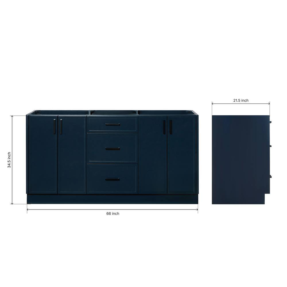 Midnight Blue 66" Freestanding Double Sink Wood Vanity Cabinet