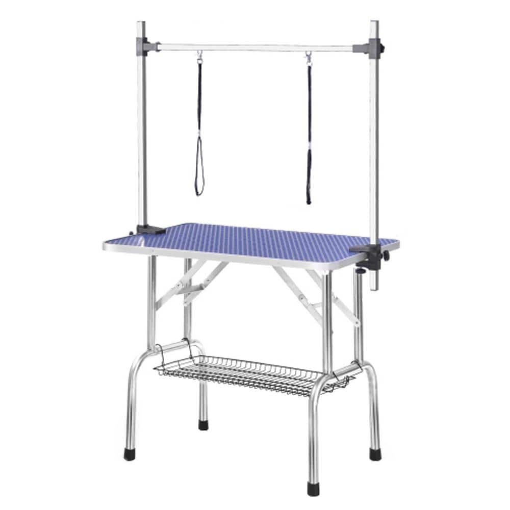 Blue Heavy-Duty Stainless Steel Folding Pet Grooming Table