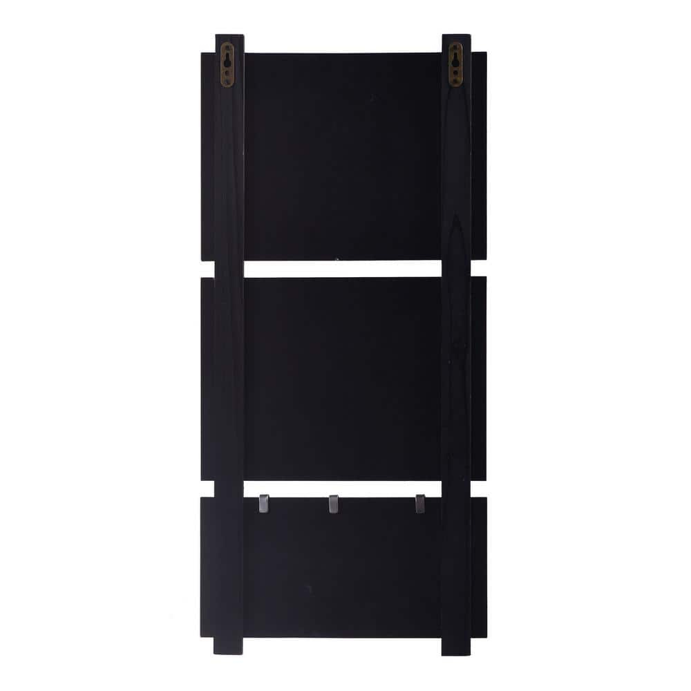 Multi-Functional Wall Memo Board - Chalkboard And Corkboard With Hanging Storage Capabilities - Natural, Black Finish