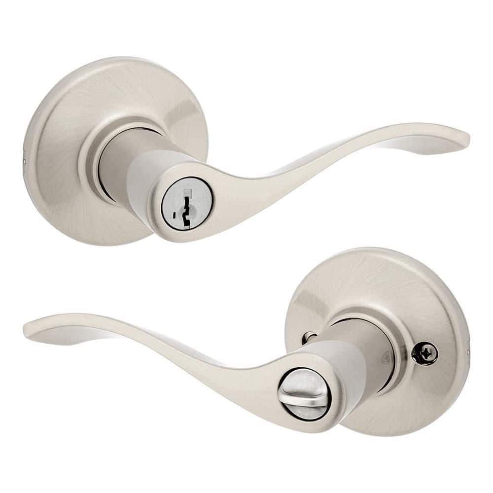 Kwikset SmartKey Security Wave Satin Nickel Entry Lever KW1 2-3/4 in.