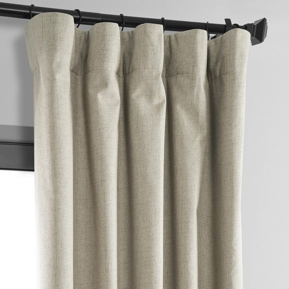 Light Tan Brown Vintage Thermal Cross Linen Weave Blackout Rod Pocket Curtain - 50 in. W x 120 in. L (1 Panel)