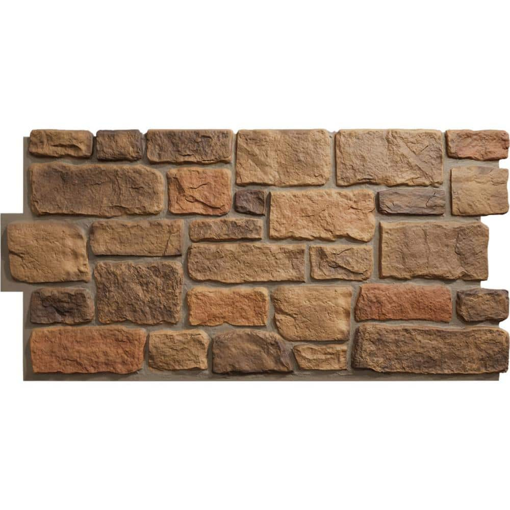 EverStone Cobblestone Faux Stone Panel, 48"W x 23 3/4"H x 1 1/8"D, Rustic Roast Color