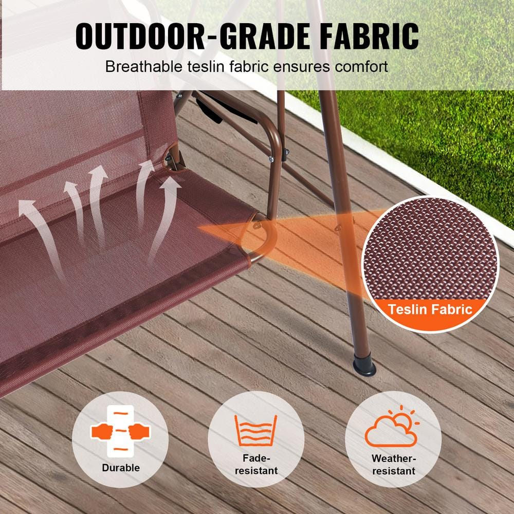 3-Person Patio Swing Chair Outdoor Patio Swing with Adjustable Canopy Porch Swing