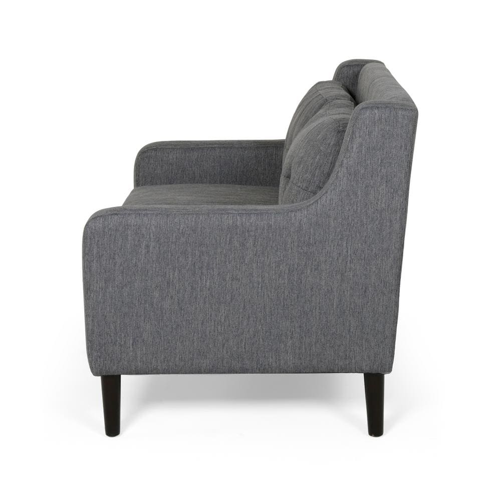 Noble House Kayden Indoor Contemporary Fabric Loveseat, Charcoal, Dark Brown
