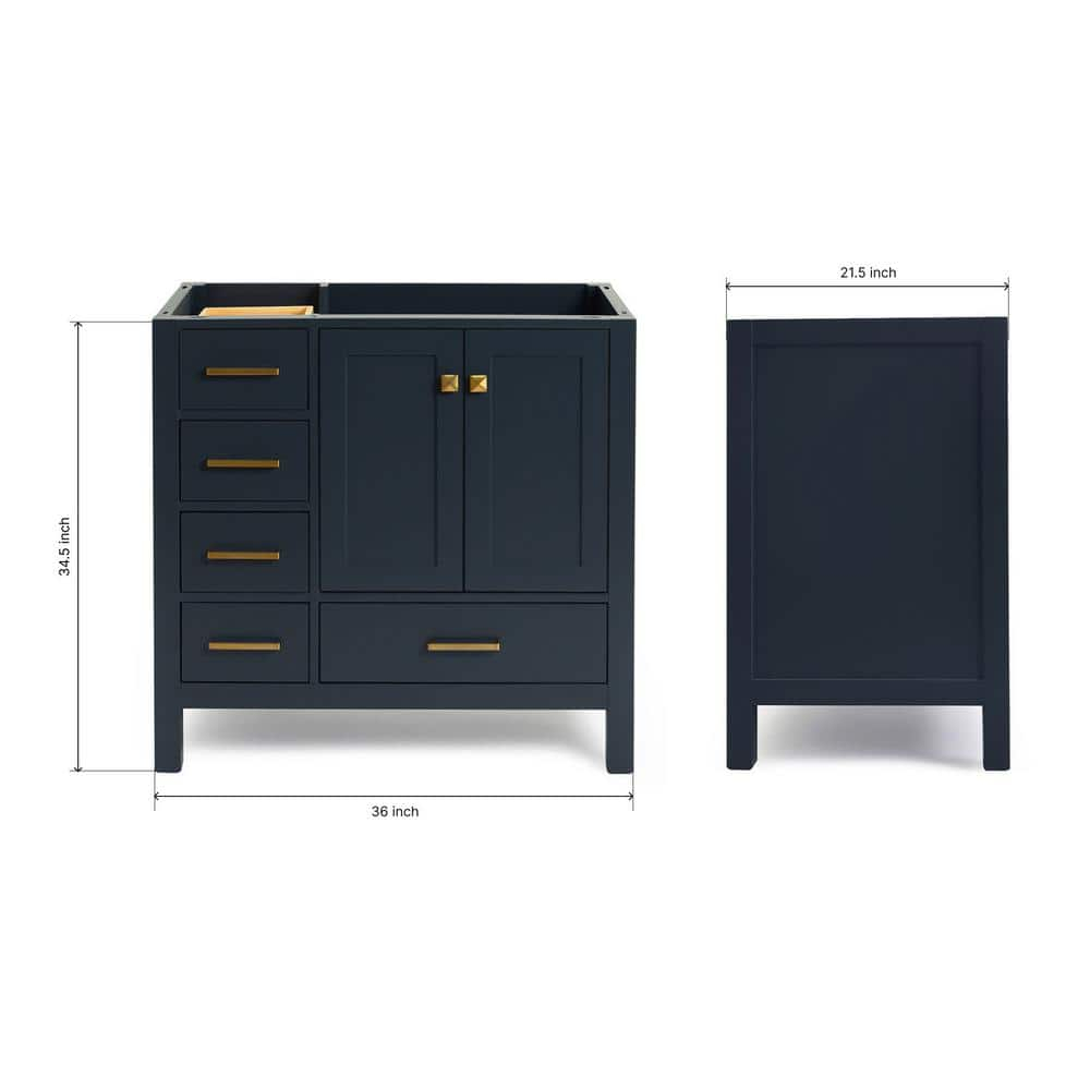 Ariel A037s-R-Bc Cambridge 36" Single Free Standing Wood Vanity Cabinet Only - Blue
