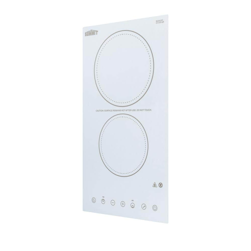 White Ceramic Glass 2 Burner Electric Cooktop with Touch Control