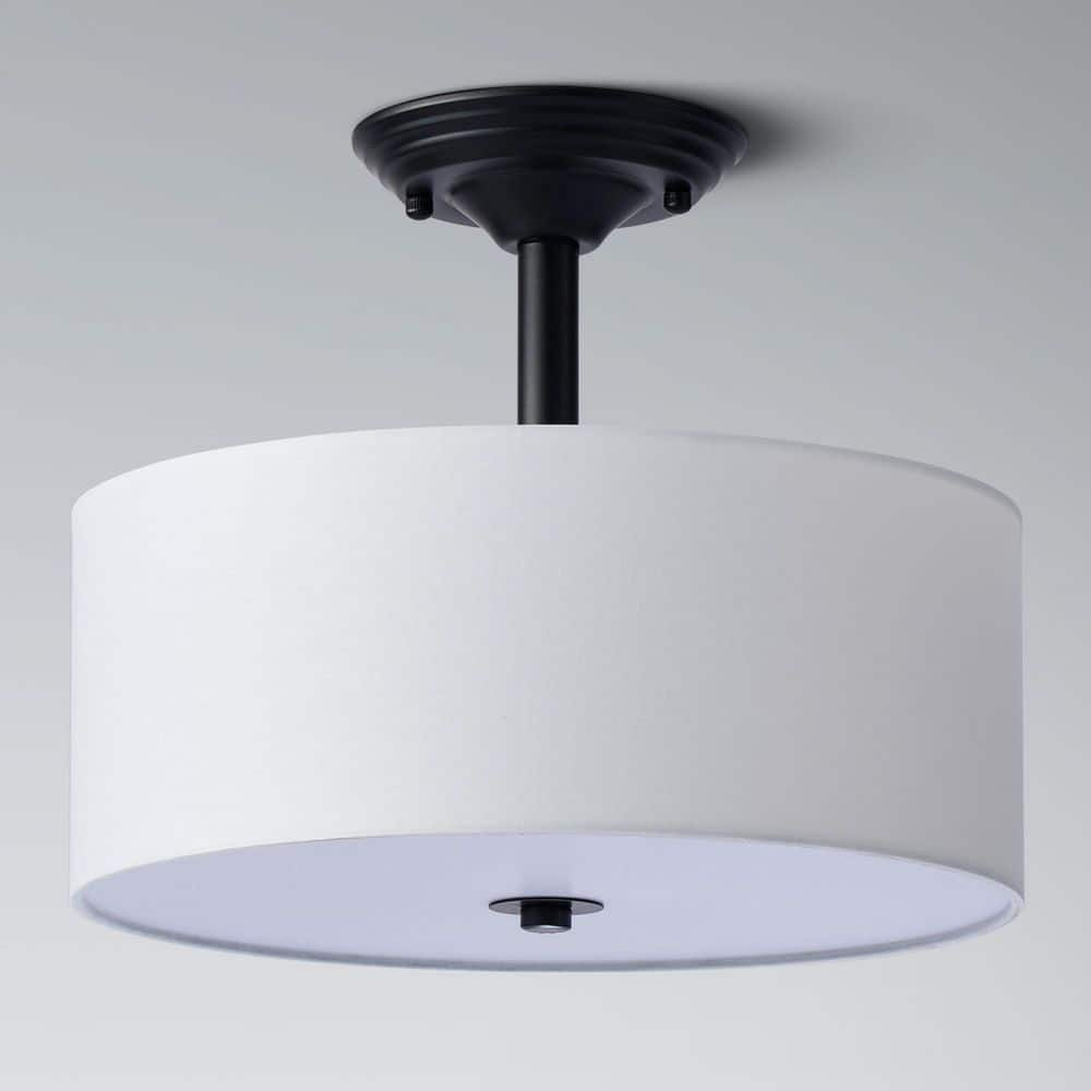 Trade Winds Cassie Drum Semi-Flush Mount Ceiling Light in Matte Black