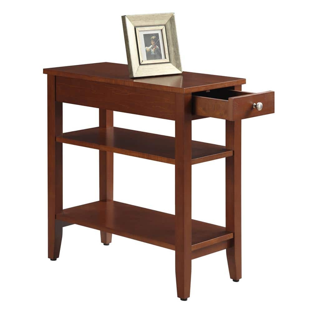 Convenience Concepts American Heritage 1 Drawer Chairside End Table with Shelves, Cherry