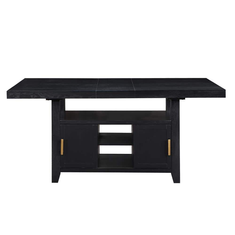 Yves Charcoal Wood Extendable Counter Height Dining Table with Storage