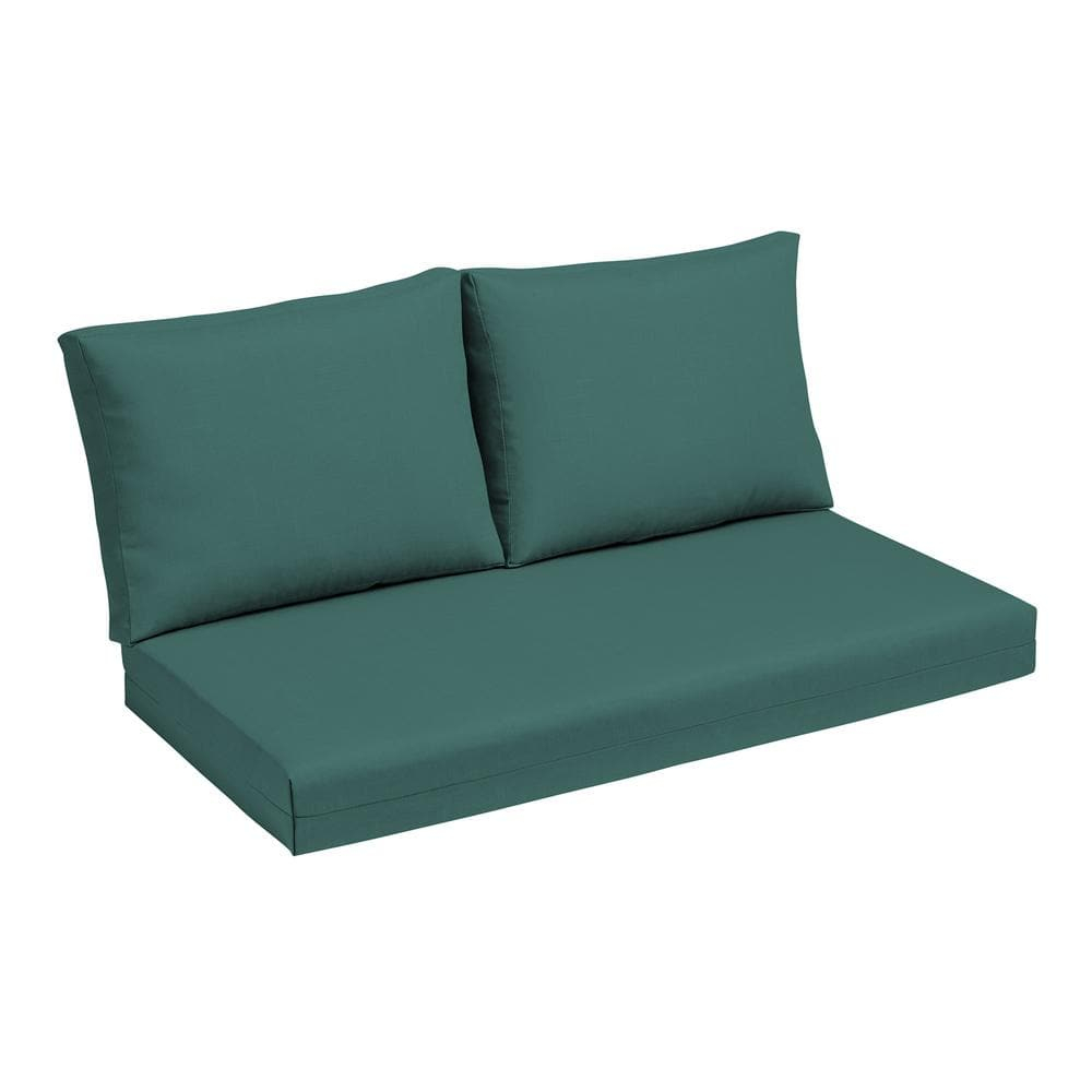 ARDEN Outdoor Loveseat Cushion Set, 48 x 24, Water repellent, Fade Resistant, Cushion Set for Couch, Bench, and Swing 48 x 24, Peacock Blue Green Texture