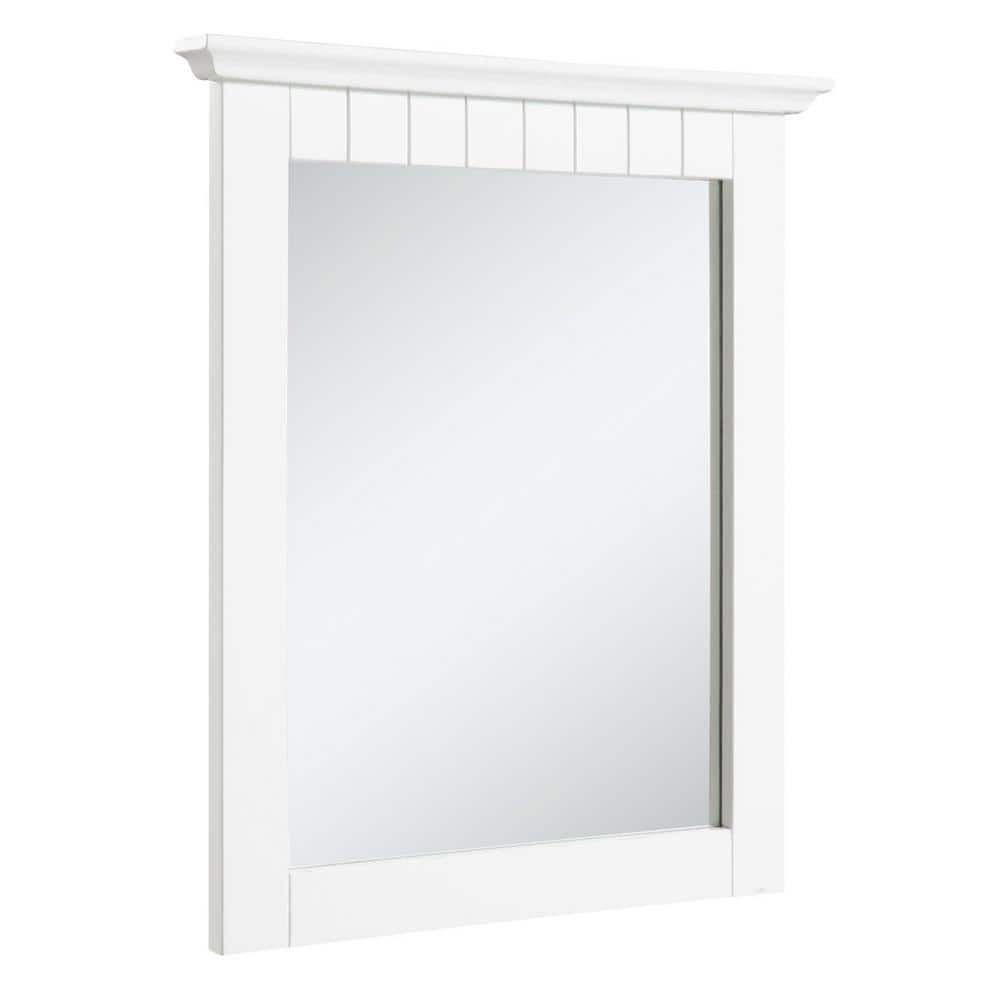 QINBI 541581-WHT Cottage Rectangle Wall Accent Traditional Wood Framed – Living Room, Bedroom, Bathroom Vanity Mirror, 24" H X 21" L, White