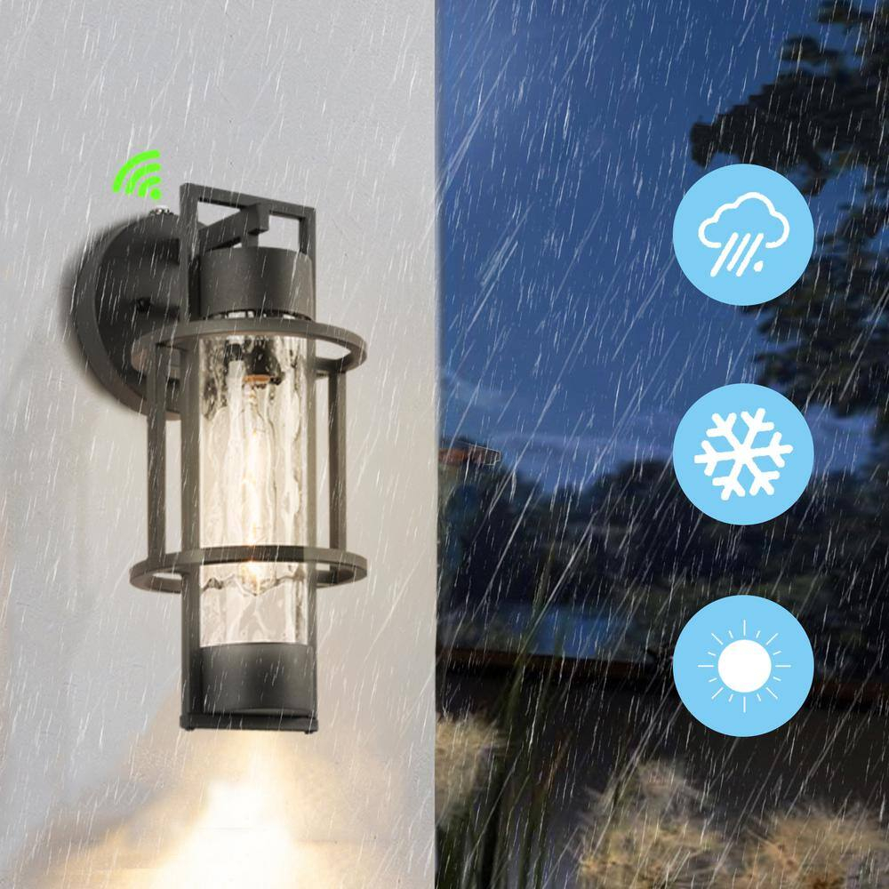Outdoor Dusk to Dawn Wall Lights, Sensor Exterior Light Fixtures Wall Sconce， Outdoor Waterproof Porch Wall Lantern Light with Water Glass for Outside Garage,Doorway,Entryway