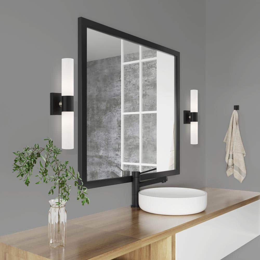 Livex Lighting Aero 2-Light Twist Lock Metal ADA Vanity Sconce in Black